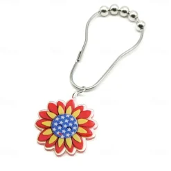 1pc 4th of July Shower Curtain Hooks With Ball Bearings, American Patriotic Blue White Red Curtain Tiebacks, Independence Day For Bathroom Accessories