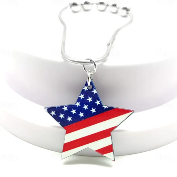 1pc 4th of July Shower Curtain Hooks With Ball Bearings, American Patriotic Blue White Red Curtain Tiebacks, Independence Day For Bathroom Accessories