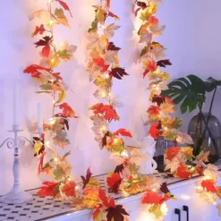 1pc Thanksgiving Decorations String Lights 1.7m 20 LED Fall Simulation Maple Cane Lights Battery Powered Thanksgiving Home Party Balcony Garden Decoration