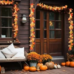 1pc Thanksgiving Decorations String Lights 1.7m 20 LED Fall Simulation Maple Cane Lights Battery Powered Thanksgiving Home Party Balcony Garden Decoration