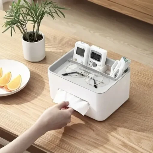 1pc, Tissue Box Napkin Holder Remote Control Storage Desk Organizer Office Multifunctional Sundries Ontainer Storage Home