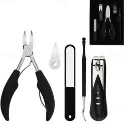 5pc Toenail Clippers, Medical Grade Toe Nail Trimmer, Nail Clippers for Thick Nails or Ingrown Toenail Tool, Stainless Steel Sharp Pedicure Toe Nail Clippers Adult, with Easy-to-Grip Rubber Handle