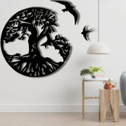 1pc Tree of Life Metal Wall Art Outdoor Decor Rust Proof Wall Sculpture Ideal For Garden, Home, Farmhouse, Patio And Bedroom 30x30cm/12''x12''