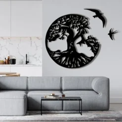 1pc Tree of Life Metal Wall Art Outdoor Decor Rust Proof Wall Sculpture Ideal For Garden, Home, Farmhouse, Patio And Bedroom 30x30cm/12''x12''