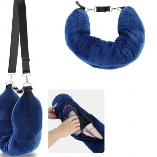 1pc Ultimate Comfort Travel Pillow - Soft Plush Filling U-Shaped Design, Multi-Functional, Can Be Filled with Clothes, Luggage Pillowcase, Compact, Portable, Perfect for Travelers and Backpackers