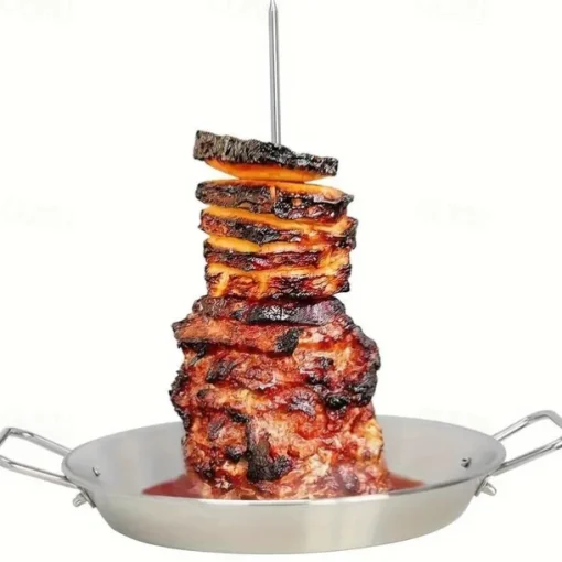 1pc, Vertical Skewer For Barbecue Grill, Vertical Skewer Stand For Grill, BBQ Skewer Stand, Brazilian Vertical Spit Stand With 3 Removable Rods, Suitable For Oven Barbecue, Home, RV, BBQ Accessories,