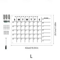 1pc Wall Acrylic Weekly Planner Board Clear Dry Erases Calendar Planner Reusable Weekly Daily to Do List Board Craft Table