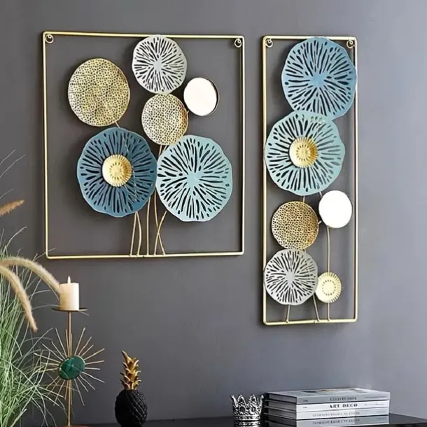 1pc Wall Decor, Metal Wall Decor Designed With Lotus Leaf, Rustic Hanging Wall Decor, Farmhouse Metal Wall Art, Modern Wall Decor For Living Room Bedroom Office