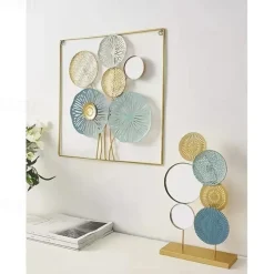 1pc Wall Decor, Metal Wall Decor Designed With Lotus Leaf, Rustic Hanging Wall Decor, Farmhouse Metal Wall Art, Modern Wall Decor For Living Room Bedroom Office