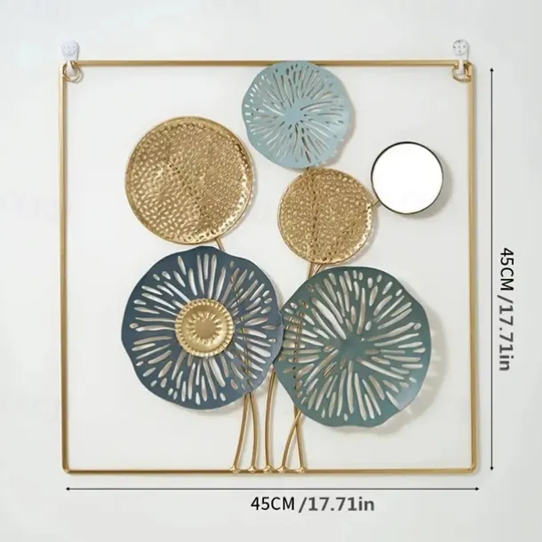 1pc Wall Decor, Metal Wall Decor Designed With Lotus Leaf, Rustic Hanging Wall Decor, Farmhouse Metal Wall Art, Modern Wall Decor For Living Room Bedroom Office