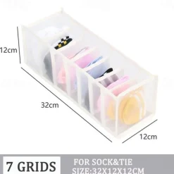 1pc Wardrobe Clothes Organizer, Visible Foldable Closet Organizers, Compartment Storage Box with Mesh Separation, Washable Drawer Dividers Organizers (Bra/Panties/Socks/Pants/T-Shirt/Legging)