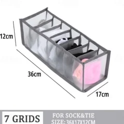 1pc Wardrobe Clothes Organizer, Visible Foldable Closet Organizers, Compartment Storage Box with Mesh Separation, Washable Drawer Dividers Organizers (Bra/Panties/Socks/Pants/T-Shirt/Legging)