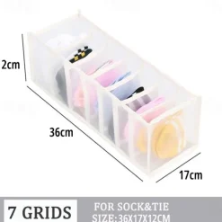 1pc Wardrobe Clothes Organizer, Visible Foldable Closet Organizers, Compartment Storage Box with Mesh Separation, Washable Drawer Dividers Organizers (Bra/Panties/Socks/Pants/T-Shirt/Legging)