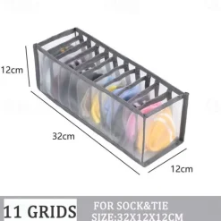 1pc Wardrobe Clothes Organizer, Visible Foldable Closet Organizers, Compartment Storage Box with Mesh Separation, Washable Drawer Dividers Organizers (Bra/Panties/Socks/Pants/T-Shirt/Legging)