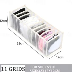 1pc Wardrobe Clothes Organizer, Visible Foldable Closet Organizers, Compartment Storage Box with Mesh Separation, Washable Drawer Dividers Organizers (Bra/Panties/Socks/Pants/T-Shirt/Legging)