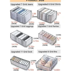 1pc Wardrobe Clothes Organizer, Visible Foldable Closet Organizers, Compartment Storage Box with Mesh Separation, Washable Drawer Dividers Organizers (Bra/Panties/Socks/Pants/T-Shirt/Legging)