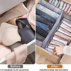 1pc Wardrobe Clothes Organizer, Visible Foldable Closet Organizers, Compartment Storage Box with Mesh Separation, Washable Drawer Dividers Organizers (Bra/Panties/Socks/Pants/T-Shirt/Legging)