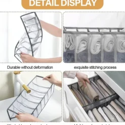 1pc Wardrobe Clothes Organizer, Visible Foldable Closet Organizers, Compartment Storage Box with Mesh Separation, Washable Drawer Dividers Organizers (Bra/Panties/Socks/Pants/T-Shirt/Legging)