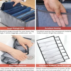 1pc Wardrobe Clothes Organizer, Visible Foldable Closet Organizers, Compartment Storage Box with Mesh Separation, Washable Drawer Dividers Organizers (Bra/Panties/Socks/Pants/T-Shirt/Legging)