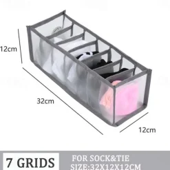 1pc Wardrobe Clothes Organizer, Visible Foldable Closet Organizers, Compartment Storage Box with Mesh Separation, Washable Drawer Dividers Organizers (Bra/Panties/Socks/Pants/T-Shirt/Legging)