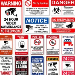 1pc Warning Metal Tin Sign No Trespassing Signs Private Property, Metal 24 Hour Video Surveillance Signs Security Camera Sign For Home Outdoor Property Yard Business Driveway Alert 20x30cm/8''x12''