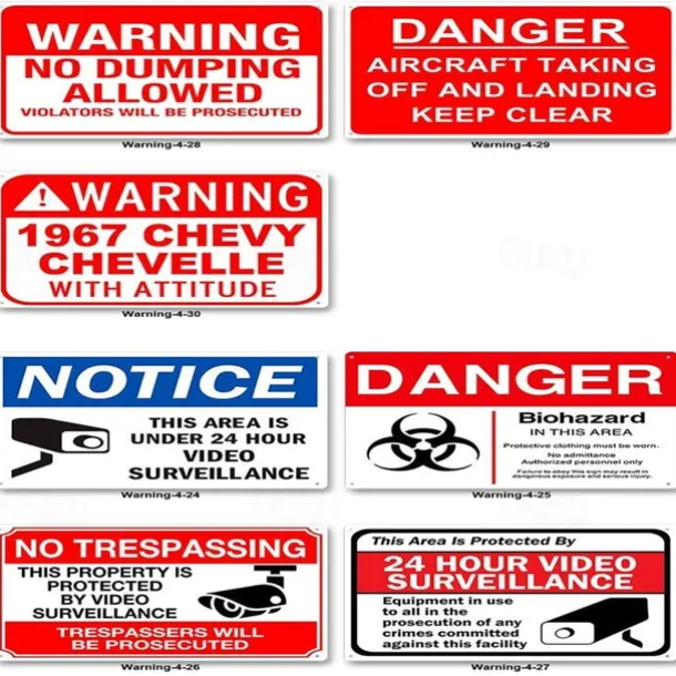 1pc Warning Metal Tin Sign No Trespassing Signs Private Property, Metal 24 Hour Video Surveillance Signs Security Camera Sign For Home Outdoor Property Yard Business Driveway Alert 20x30cm/8''x12''