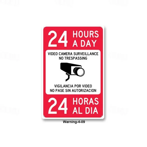 1pc Warning Metal Tin Sign No Trespassing Signs Private Property, Metal 24 Hour Video Surveillance Signs Security Camera Sign For Home Outdoor Property Yard Business Driveway Alert 20x30cm/8''x12''