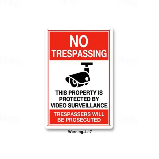1pc Warning Metal Tin Sign No Trespassing Signs Private Property, Metal 24 Hour Video Surveillance Signs Security Camera Sign For Home Outdoor Property Yard Business Driveway Alert 20x30cm/8''x12''