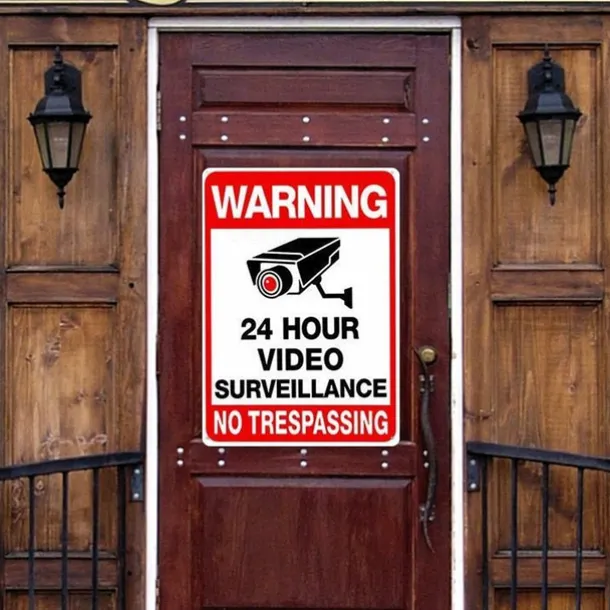 1pc Warning Metal Tin Sign No Trespassing Signs Private Property, Metal 24 Hour Video Surveillance Signs Security Camera Sign For Home Outdoor Property Yard Business Driveway Alert 20x30cm/8''x12''