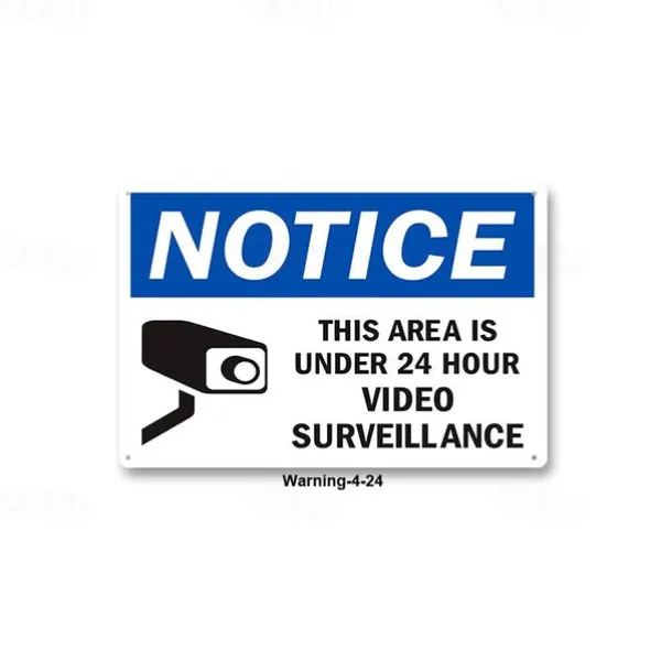 1pc Warning Metal Tin Sign No Trespassing Signs Private Property, Metal 24 Hour Video Surveillance Signs Security Camera Sign For Home Outdoor Property Yard Business Driveway Alert 20x30cm/8''x12''