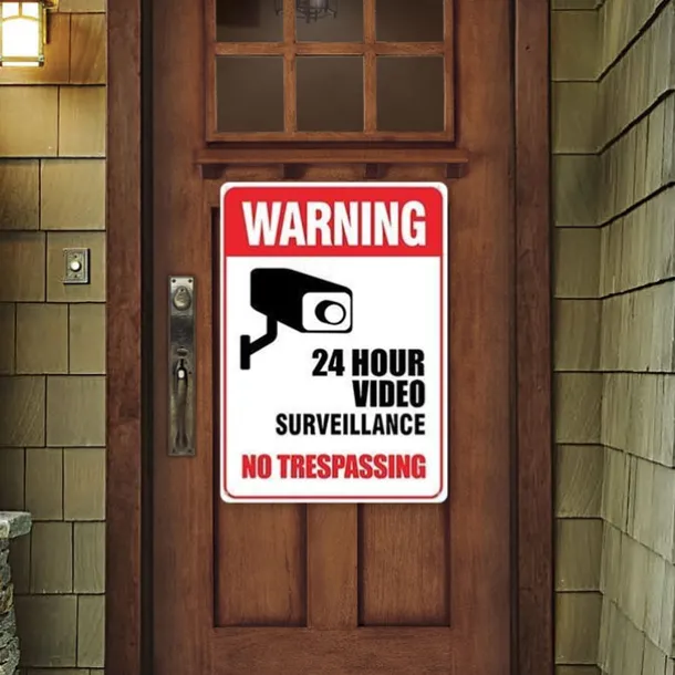1pc Warning Metal Tin Sign No Trespassing Signs Private Property, Metal 24 Hour Video Surveillance Signs Security Camera Sign For Home Outdoor Property Yard Business Driveway Alert 20x30cm/8''x12''