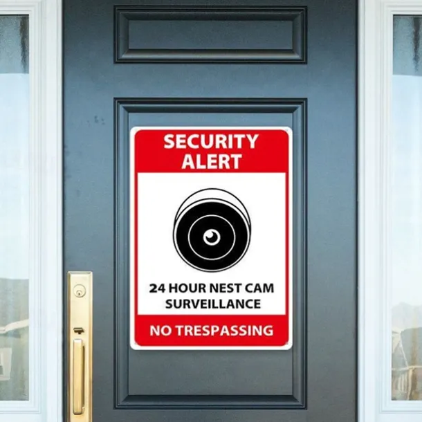 1pc Warning Metal Tin Sign No Trespassing Signs Private Property, Metal 24 Hour Video Surveillance Signs Security Camera Sign For Home Outdoor Property Yard Business Driveway Alert 20x30cm/8''x12''