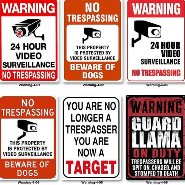 1pc Warning Metal Tin Sign No Trespassing Signs Private Property, Metal 24 Hour Video Surveillance Signs Security Camera Sign For Home Outdoor Property Yard Business Driveway Alert 20x30cm/8''x12''