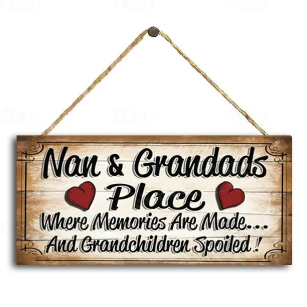 1pc Wooden Plaques With Sayings Nan And Grandads Place Sign Plaque Wall Hanging Sing Hanging Plaques Wall Decor For Home Room Garden Decor