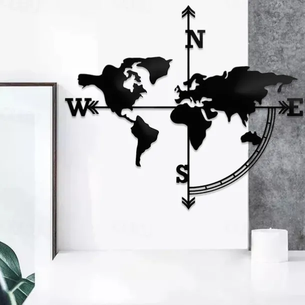 1pc World Map Metal Wall Art Outdoor Decor Rust Proof Wall Sculpture Ideal For Garden, Home, Farmhouse, Patio And Bedroom