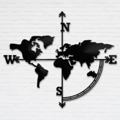 1pc World Map Metal Wall Art Outdoor Decor Rust Proof Wall Sculpture Ideal For Garden, Home, Farmhouse, Patio And Bedroom