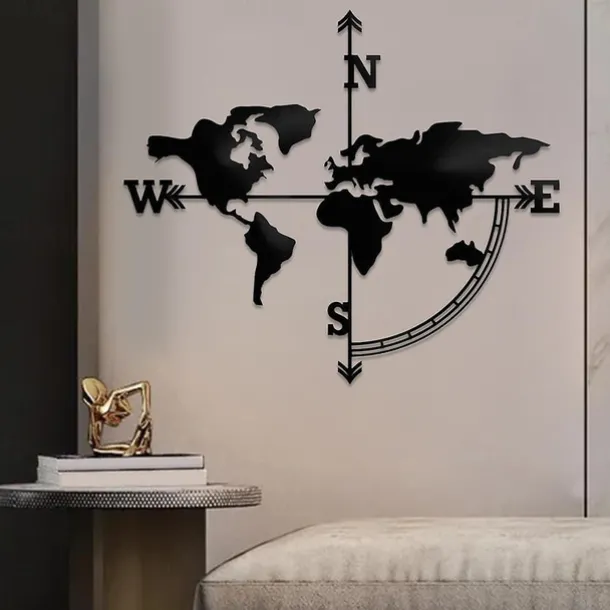 1pc World Map Metal Wall Art Outdoor Decor Rust Proof Wall Sculpture Ideal For Garden, Home, Farmhouse, Patio And Bedroom