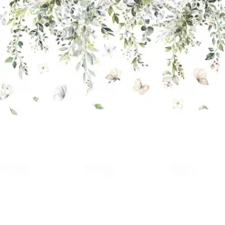 2PC 30X90CM Tropical Green Leaf Butterfly Ornaments Bedroom Living Room Porch Home Wall Decoration Wall Stickers Self-adhesive