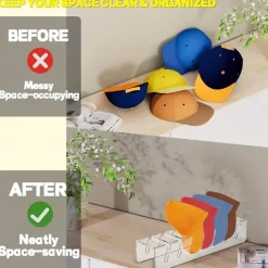 2pcs Acrylic Baseball Cap Holder Large Capacity Hat Rack Organizer Clear & Black Stable Plastic Desktop Display Stand for Caps - Dress Shop Cowboy Hat Storage - Hat Accessories