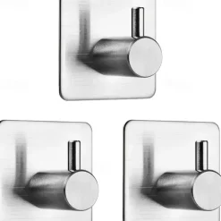 1/2pcs Adhesive Hooks Heavy Duty Wall Hooks Waterproof Stainless Steel Hooks For Hanging Coat Hat Towel Robe Hook Wall Mounted Rack For Bathroom And Bedroom