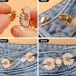 4pcs Adjustable Waistband Wonder: Deluxe Buckle Pin for Tailoring Pants & Dresses, Enhance Your Outfit with Precision Fit & Style