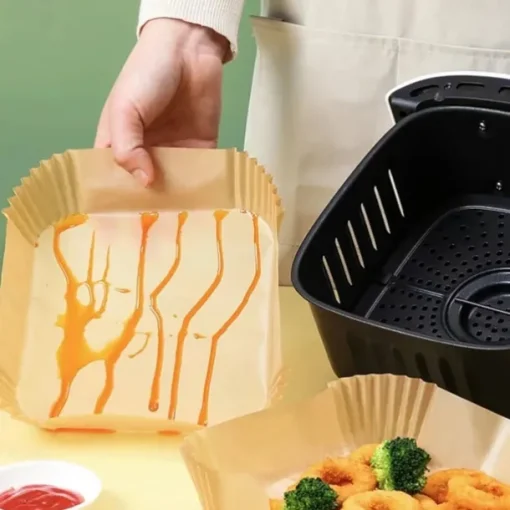 100PCS Air Fryer Disposable Parchment Paper Liner Square Round Oil-proof Paper Tray Non-Stick Baking Mat AirFryer Accessories