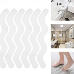 12pcs Anti Slip Strips S Wave-shaped Shower Non-slip Stickers Self-adhesive Waterproof Bath Safety Strip for Bathtub Shower Home