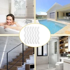 12pcs Anti Slip Strips S Wave-shaped Shower Non-slip Stickers Self-adhesive Waterproof Bath Safety Strip for Bathtub Shower Home