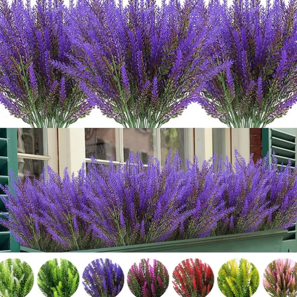 5Pcs Artificial Lavendars Flowers Home Decoration Outdoor Simulation Flowers Plants Decorations Flowers Bouquet Wedding Decoration