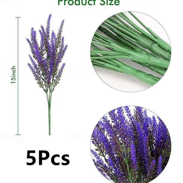 5Pcs Artificial Lavendars Flowers Home Decoration Outdoor Simulation Flowers Plants Decorations Flowers Bouquet Wedding Decoration
