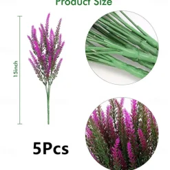 5Pcs Artificial Lavendars Flowers Home Decoration Outdoor Simulation Flowers Plants Decorations Flowers Bouquet Wedding Decoration