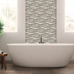 12pcs Artificial Stone Tile Wall Sticker 3D Vinyl Wallpaper Self Adhesive Floral Home Decor For Kitchen Bathroom 15*30cm