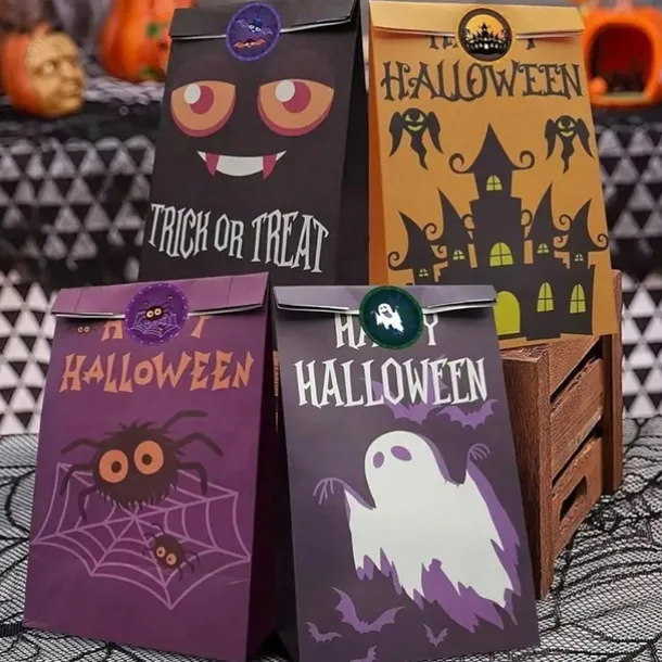 500pcs Assorted Halloween Stickers – Pumpkin, Ghost, Bat, and Spider Designs for Party Decorations, Gift Wrapping, Invitations, Cups, Notebooks, Cupcake Toppers