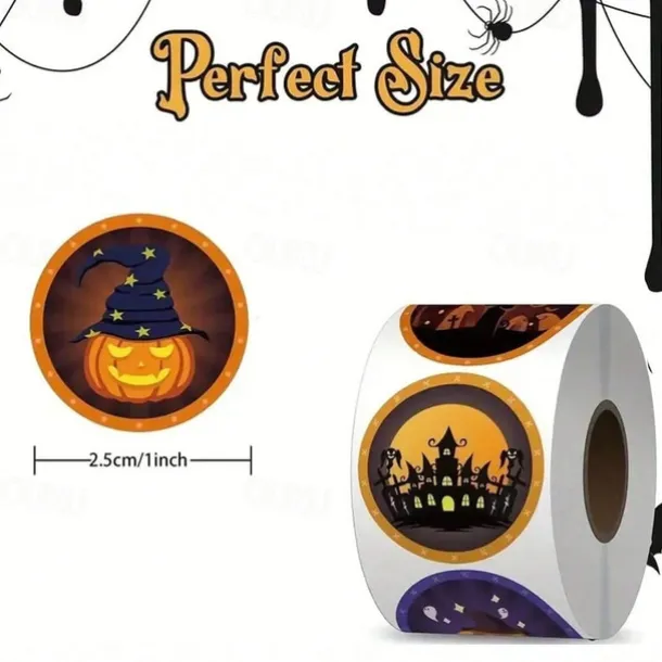 500pcs Assorted Halloween Stickers – Pumpkin, Ghost, Bat, and Spider Designs for Party Decorations, Gift Wrapping, Invitations, Cups, Notebooks, Cupcake Toppers